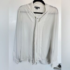 Suzy Shier White Blouse with Tie Neck